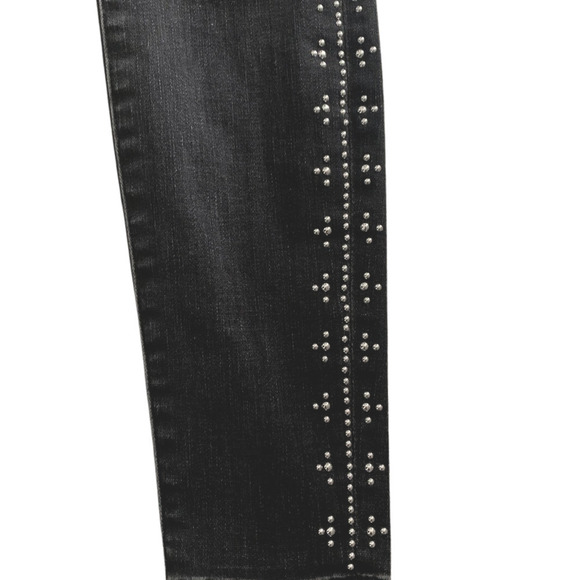 7 For All Mankind Faded Black Mid Rise Skinny Jean with Studs In Vintage Noir 26 - Picture 4 of 11